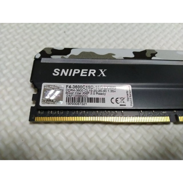 G.Skill SniperX DDR4-3600 8GB×2　メモリ 美品スマホ/家電/カメラ