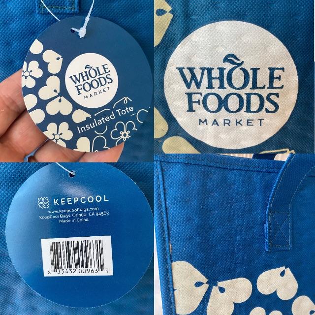 新品 Whole Foods ホールフーズ 保冷バッグ 大容量 エコバッグ 青 レディースのバッグ(エコバッグ)の商品写真