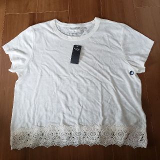 アバクロンビーアンドフィッチ(Abercrombie&Fitch)の☆新品タグ付☆アバクロ レース付きTシャツ Mサイズ ホワイト(Tシャツ(半袖/袖なし))