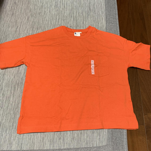 GU(ジーユー)の新品　GU  レディース   ヘビーウェイトT  ５分袖　XL  オレンジ レディースのトップス(Tシャツ(半袖/袖なし))の商品写真