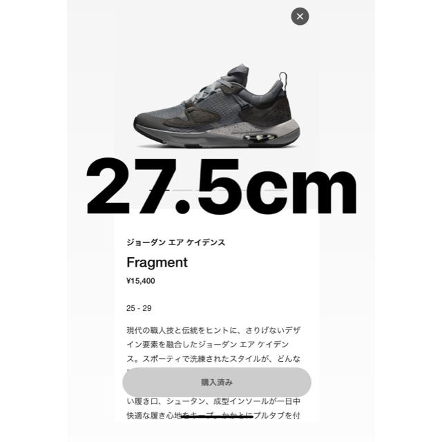 靴/シューズjordan fragment エアケイデンス　27.5cm