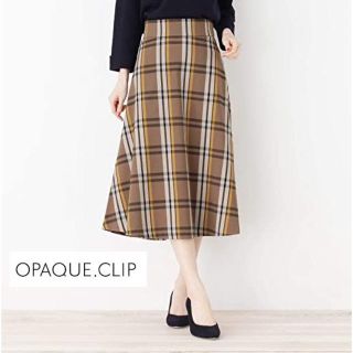 オペークドットクリップ(OPAQUE.CLIP)の美品 OPAQUE.CLIP チェックフレアスカート(ロングスカート)