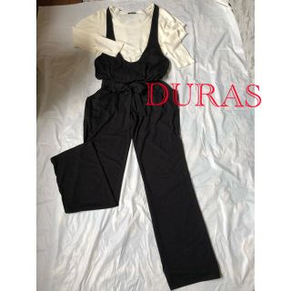 デュラス(DURAS)のDURAS★美品★オールインワン・ワイドサロペット　ジェイダ・マウジー(サロペット/オーバーオール)