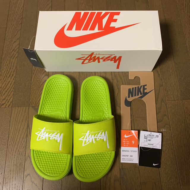 NIKE ナイキ ベナッシ サンダル ステューシー STUSSY 黄緑 27cm