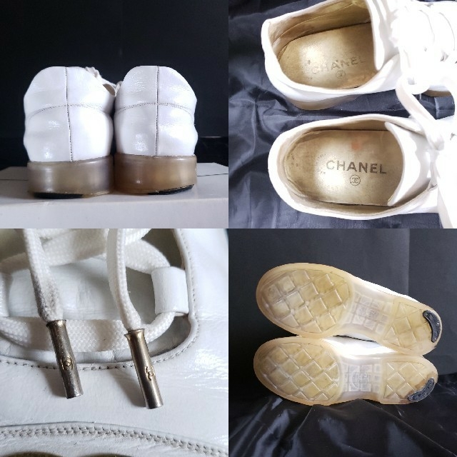 CHANEL(シャネル)のCHANEL シャネル ヴィンテージ ココマーク レザー スニーカー ホワイト レディースの靴/シューズ(スニーカー)の商品写真