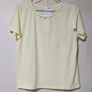 ハニーズ(HONEYS)の新品　GLACIER ビジュー付き　Tシャツ　イエロー　半袖　Lサイズ(Tシャツ(半袖/袖なし))