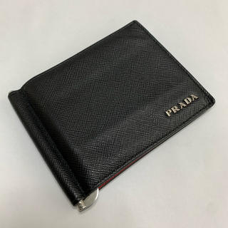 プラダ(PRADA)のPRADA プラダ　財布　ブランド　メンズ　マネークリップ　二つ折り　黒　赤(折り財布)