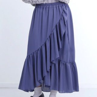 メルロー(merlot)のmerlot ラッフルスカート★ブルー 青系 フリル シフォン 新品(ロングスカート)