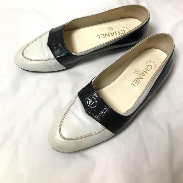 超美品】CHANEL オペラシューズ ココマーク ローファーバイカラー23cm-