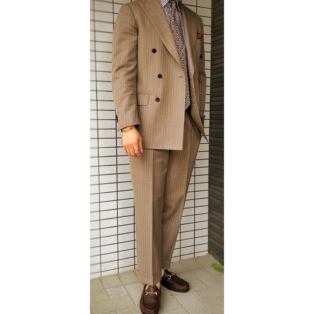 THE SUIT COMPANY(スーツカンパニー)の[ヨッピ様専用] オーダースーツ ダブルブレスト ベージュ YA4 165-8 メンズのスーツ(セットアップ)の商品写真