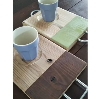 ペアのカフェトレイ ハンドメイド(食器)