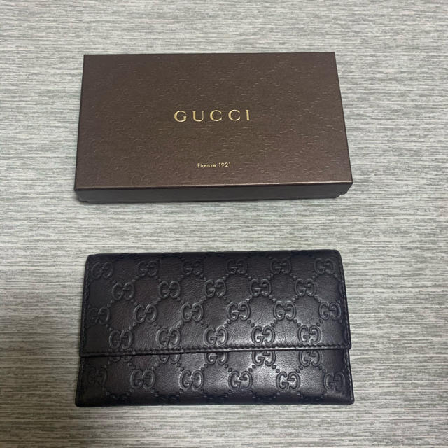 アウトレット買取 GUCCI 長財布 マイクロGGシマレザー NERO 黒