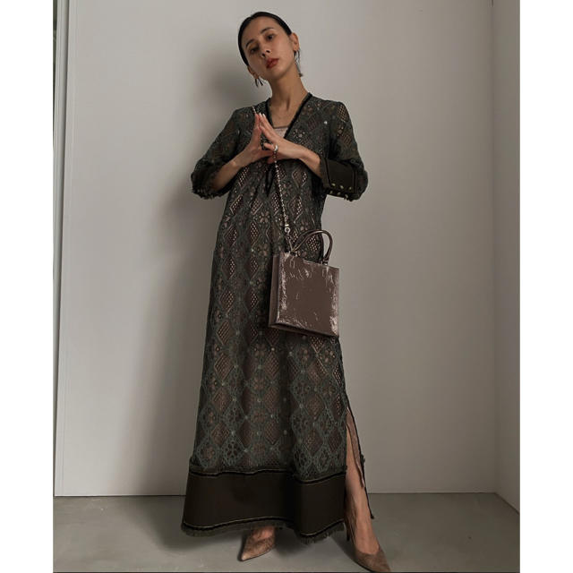 Ameri VINTAGE(アメリヴィンテージ)のAmeri VINTAGE ❤️ GEOMETRY  LACE  DRESS レディースのワンピース(ロングワンピース/マキシワンピース)の商品写真