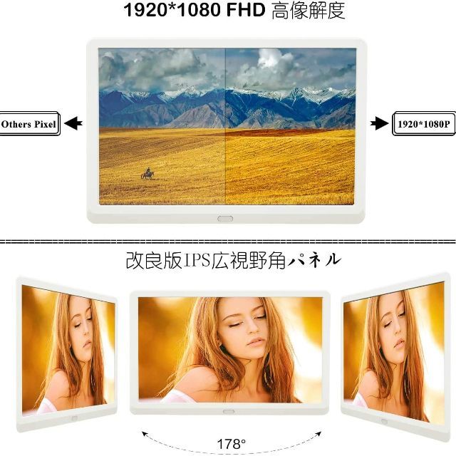 【売れ筋】 デジタルフォトフレーム 10インチ 32GBカード付き　ホワイト スマホ/家電/カメラのテレビ/映像機器(その他)の商品写真