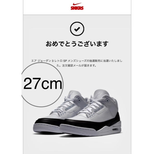 air jordan3 fragment靴/シューズ