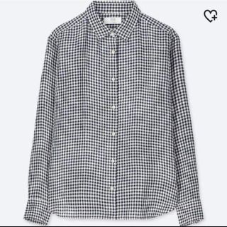 ユニクロ(UNIQLO)の秋【ネイビー】プレミアムリネン　チェックシャツ　UNIQLO(シャツ/ブラウス(長袖/七分))