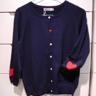 ミルクフェド　MILKFED.　カーディガン　ハート　ブラック HEART ELBOW CARDIGAN（カーディガン/ボレロ）｜MILKFED