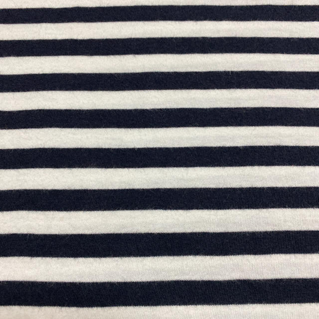 MUJI (無印良品)(ムジルシリョウヒン)の無印良品 MUJI 白×ブラック Lサイズ 長袖ボーダーTシャツ メンズのトップス(Tシャツ/カットソー(七分/長袖))の商品写真