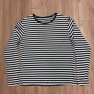 ムジルシリョウヒン(MUJI (無印良品))の無印良品 MUJI 白×ブラック Lサイズ 長袖ボーダーTシャツ(Tシャツ/カットソー(七分/長袖))