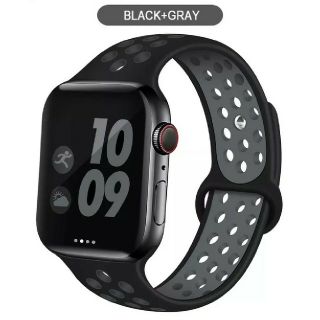 Apple Watch スポーツ バンド 42/44mm ブラック/グレー(ラバーベルト)