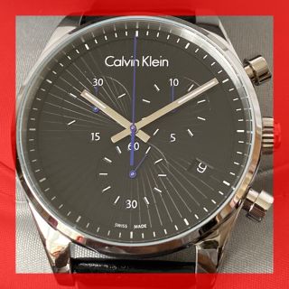 カルバンクライン(Calvin Klein)の新品 カルバンクライン スイス 黒文字盤 クロノグラフ デイト 50m防水(腕時計(アナログ))