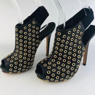 アレキサンダーマックイーン(Alexander McQueen)のアレキサンダー マックイーン★ハトメ スタッズ レザー パンプス（36）(ブーティ)