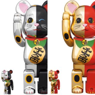 MEDICOM TOY - BE@RBRICK 招き猫 銀×黒 金×赤 100％ & 400％/2体セット