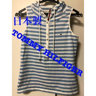 トミーヒルフィガー(TOMMY HILFIGER)のTOMMY HILFIGER フード付きノースリーブ　カットソー　日本製(カットソー(半袖/袖なし))