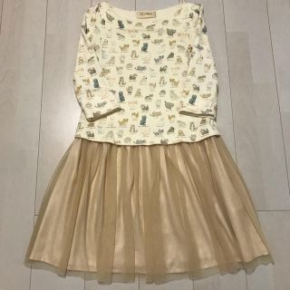 フランシュリッペ(franche lippee)のフランシュリッペ  ネコ図鑑 チュールドッキングワンピース(ミニワンピース)