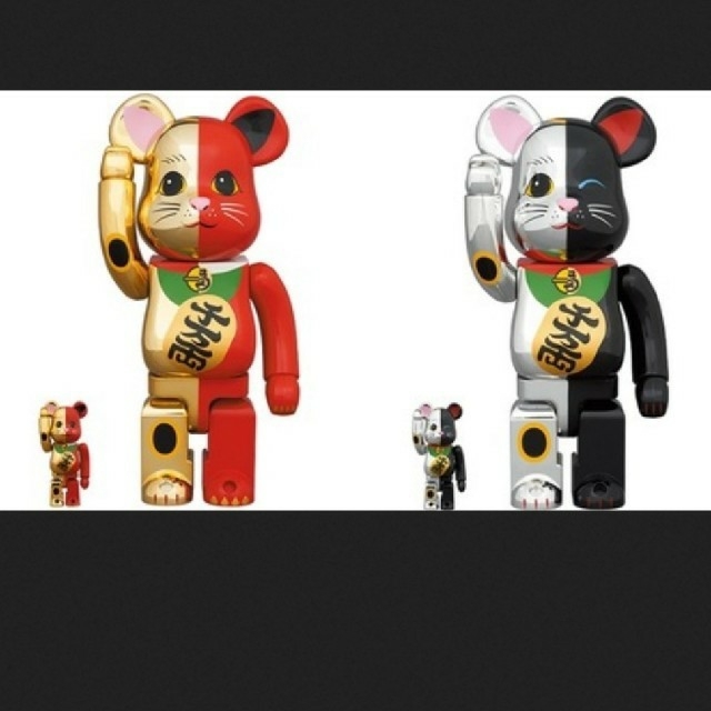 BE@RBRICK ベアブリック 招き猫 金×赤/銀×黒 100％&400％