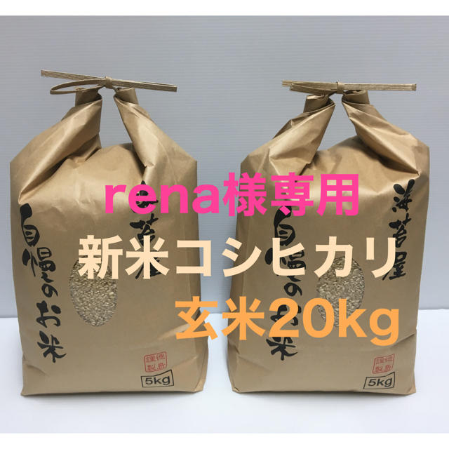 rena様専用 新米コシヒカリ玄米20kg(5kg×4)令和2年 徳島県産 amanco 
