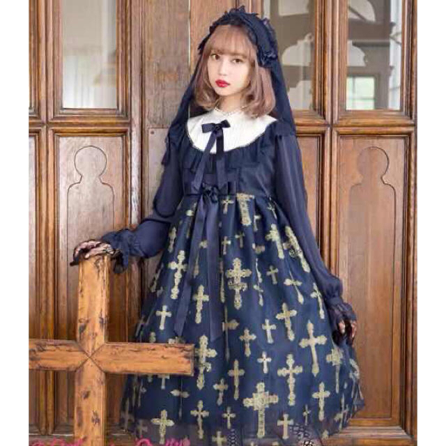 魅力的な angelic pretty holy rosary 限定紺ワンピース