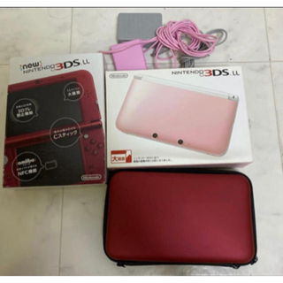 ニンテンドー3DS(ニンテンドー3DS)の任天堂 3ds LL ソフト15本　メタリックレッド　ピンク　セット売り　廃盤(携帯用ゲーム機本体)