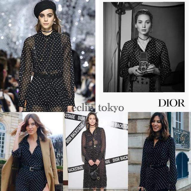 Christian Dior(クリスチャンディオール)のディオール 2018《セレブ着用》プリーツ ドット オールインワン E2205 レディースのワンピース(その他)の商品写真