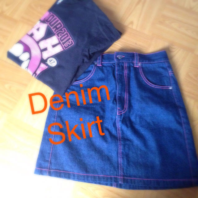 SPINNS(スピンズ)のステッチ入り☆デニムスカート レディースのスカート(ひざ丈スカート)の商品写真