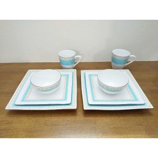 ノリタケ(Noritake)の未使用 ノリタケ ハミングブルー マグ・プレート中 & 大・スープボウル(食器)