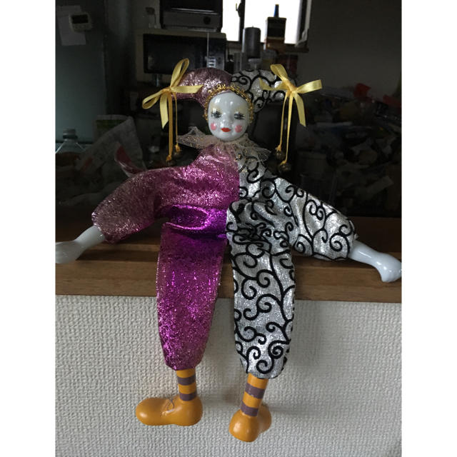 ピエロ 道化師 マリオネット 陶器 クラウン フィギュア 人形 ピエロ人形
