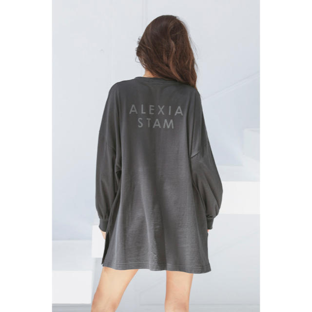 新品未使用ショッパー付アリシアスタン ALEXIA STAM Tシャツチャコール