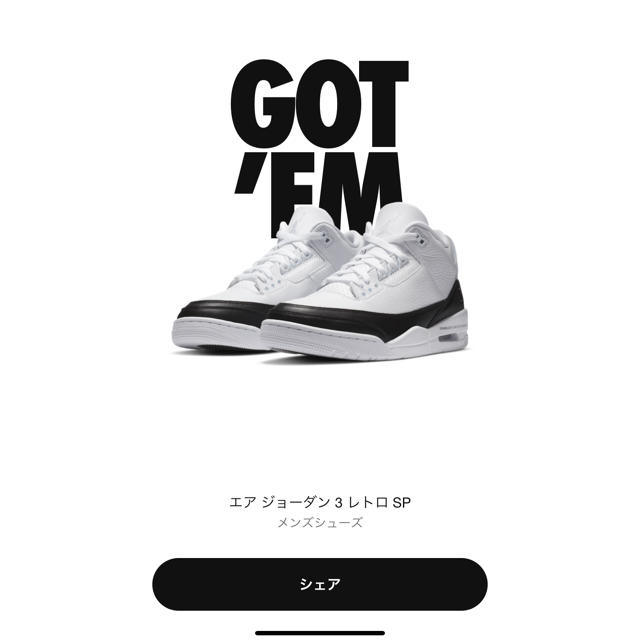 NIKE(ナイキ)のFRAGMENT NIKE AIR JORDAN3  メンズの靴/シューズ(スニーカー)の商品写真