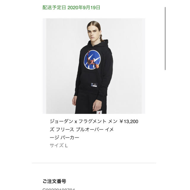 NIKE JORDAN FRAGMENT HOODIE パーカー Lサイズ