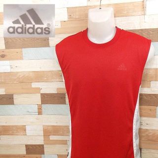 アディダス(adidas)の【adidas】 良品 アディダス レッドノースリ スポーツウェア サイズO(トレーニング用品)