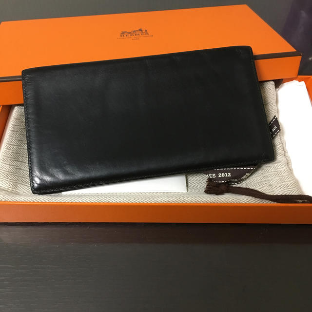 定価25万 長財布 MC2ブラック ボックスカーフ HERMES