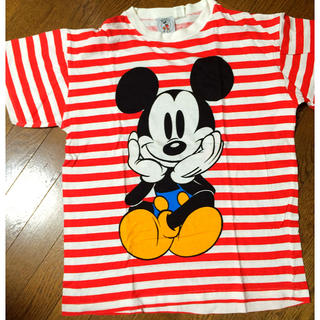 ディズニー(Disney)のミッキー 古着ボーダービッグT(Tシャツ(半袖/袖なし))