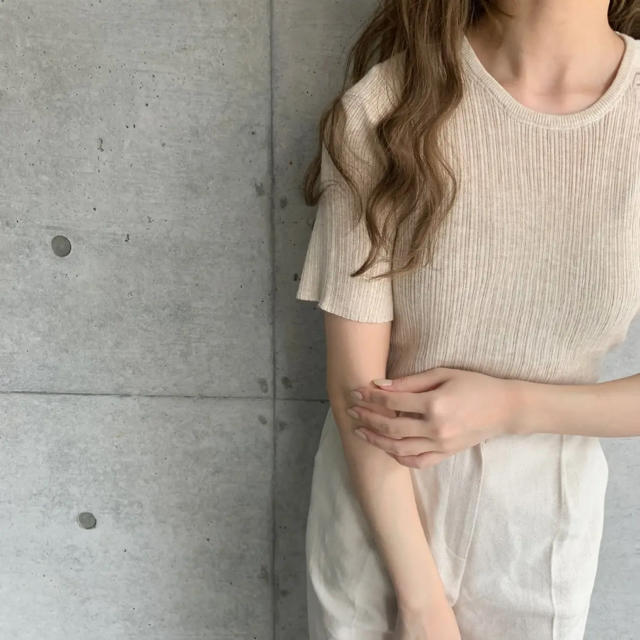 Kastane(カスタネ)の期間限定値下げ　amiur see through rib knit T レディースのトップス(Tシャツ(半袖/袖なし))の商品写真