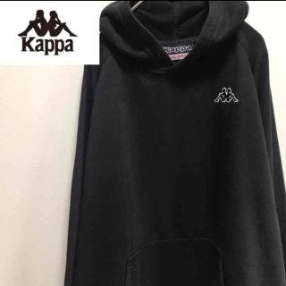 カッパ(Kappa)のkappaカッパ•パーカー•刺繍ロゴ•ワンポイント•ブラック•スウェット•2XL(パーカー)