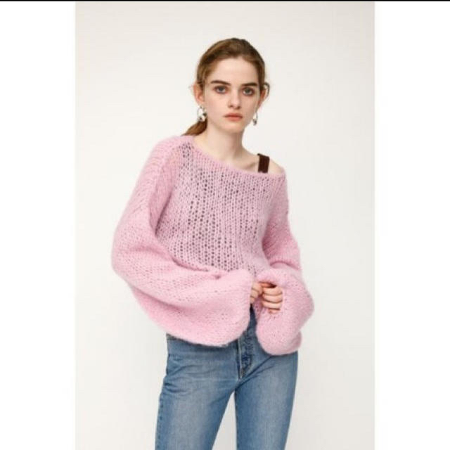 SLY(スライ)のSLY MOHAIR MIX C／N TOPS モヘアピンクニット レディースのトップス(ニット/セーター)の商品写真