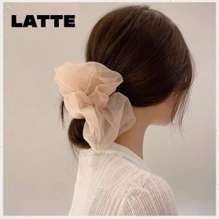 ディーホリック(dholic)の新色|即購入可⭐️オーガンジーシュシュ★ビッグ　シュシュ★韓国♥Latte(ヘアゴム/シュシュ)