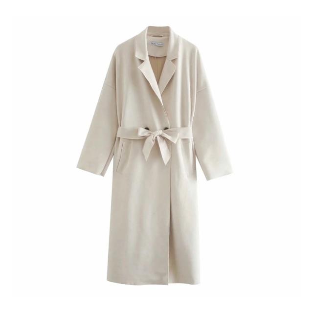 ZARA - 秋新作2342◆2color スエード リボン ロングコート