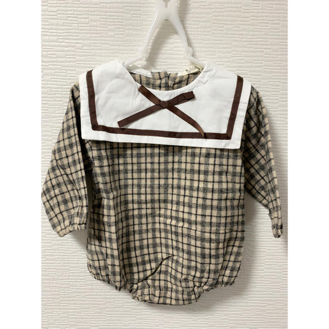 セーラーロンパース ❤︎ ブラウン73 キッズ/ベビー/マタニティのベビー服(~85cm)(ロンパース)の商品写真