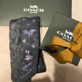 コーチ(COACH)のディズニー×コーチ　ダルメシアン　フローラルプリント　スキニースカーフ(バンダナ/スカーフ)